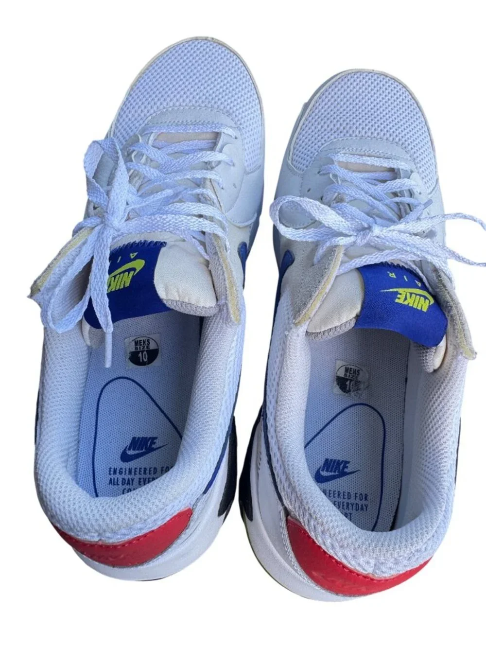 Nike Air Max Excee White Blue Red Mens Sneakers Size 10 CD4165-101 Running